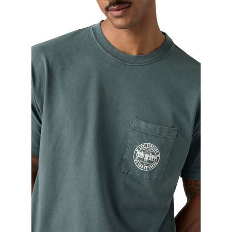 T-shirt en coton ardoise à coupe droite pourvu d'un col rond - Image 5
