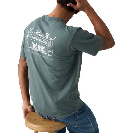 T-shirt en coton ardoise à coupe droite pourvu d'un col rond - Image 6
