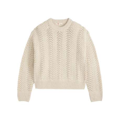 Pull écru coupe ample pourvu d'un col rond et de manches longues