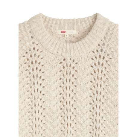 Pull écru coupe ample pourvu d'un col rond et de manches longues - Image 2