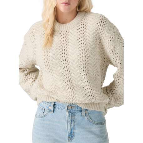 Pull écru coupe ample pourvu d'un col rond et de manches longues - Image 3