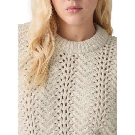 Pull écru coupe ample pourvu d'un col rond et de manches longues - Image 5
