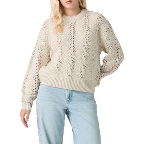 Pull écru coupe ample pourvu d'un col rond et de manches longues - Image 6