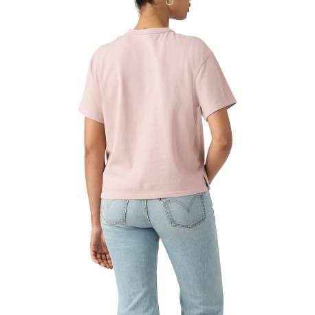 T-shirt en coton rose à coupe droite pourvu d'un col rond et de manches courtes - Image 4
