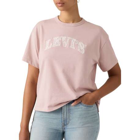 T-shirt en coton rose à coupe droite pourvu d'un col rond et de manches courtes - Image 6