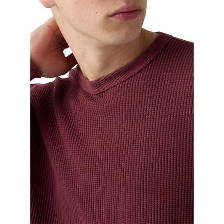 T-shirt en coton bordeaux à coupe droite pourvu de manches longues - Image 3