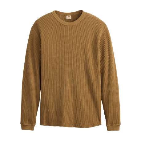T-shirt en coton camel à coupe droite pourvu de manches longues