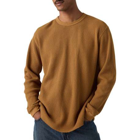 T-shirt en coton camel à coupe droite pourvu de manches longues - Image 3