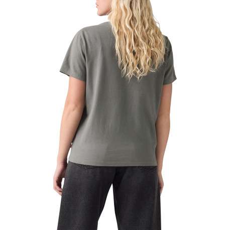 T-shirt en coton gris à coupe droite pourvu d'un col rond et de manches courtes - Image 4