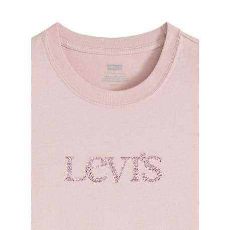T-shirt en coton rose à coupe droite pourvu d'un col rond et de manches courtes - Image 2