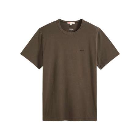 T-shirt en coton anthracite à coupe droite pourvu de manches courtes
