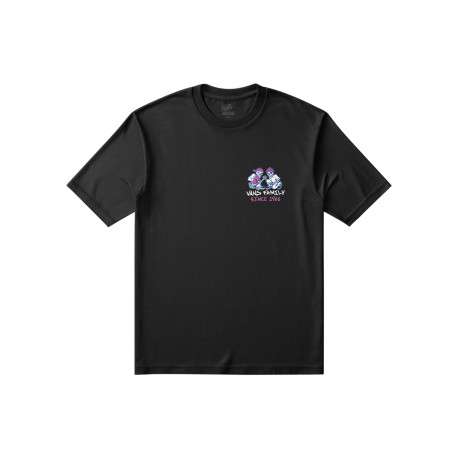 T-shirt noir en coton à imprimé squelettes doté d'une coupe droite