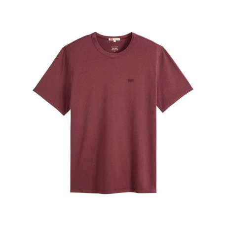 T-shirt en coton bordeaux à coupe droite pourvu de manches courtes