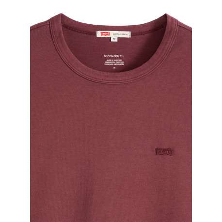 T-shirt en coton bordeaux à coupe droite pourvu de manches courtes - Image 2