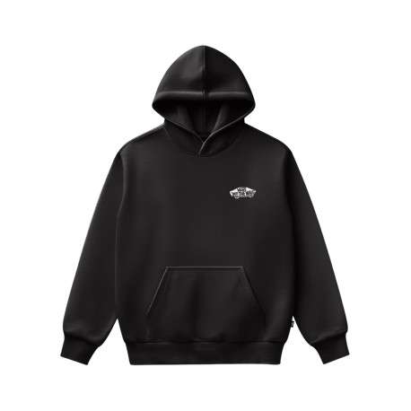 Sweat noir à capuche avec le logo imprimé pourvu d'une coupe droite