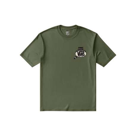 T-shirt kaki en coton à imprimé raton laveur pourvu d'une coupe droite