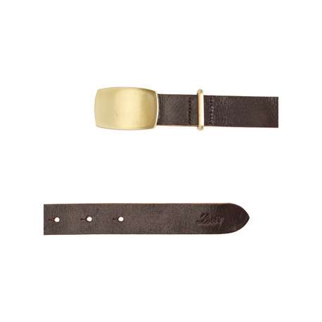 Ceinture en cuir marron en maille lisse pourvu d'une fermeture à boucle dorée - Image 2