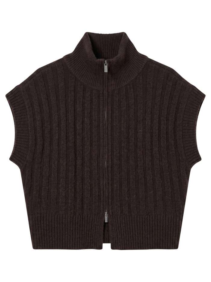 Gilet marron sans manche à...