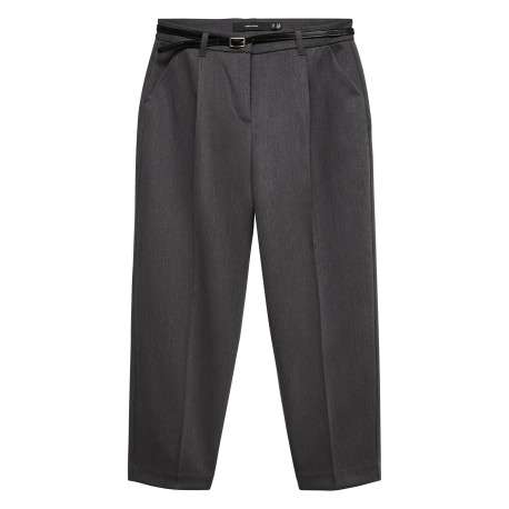 Pantalon chino anthracite à coupe droite pourvu d'une fine ceinture