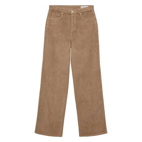 Pantalon en coton beige coupe bootcut pourvu de poches plaquées