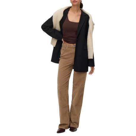 Pantalon en coton beige coupe bootcut pourvu de poches plaquées - Image 6