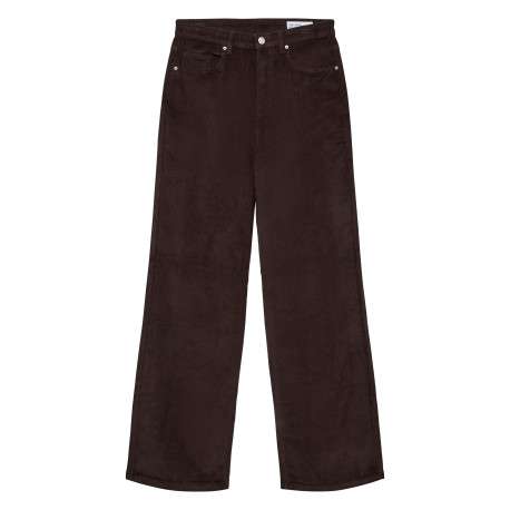 Pantalon en coton marron coupe bootcut pourvu de poches plaquées