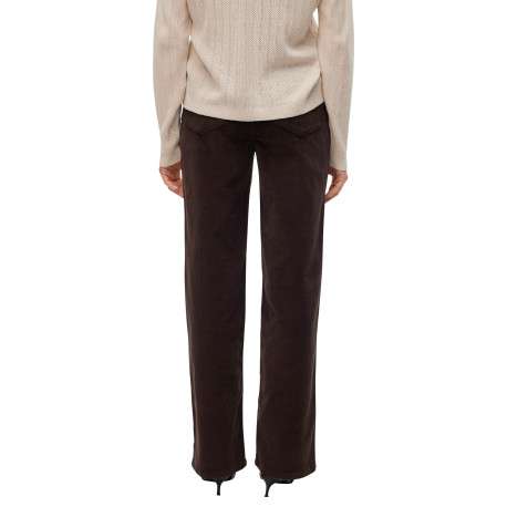 Pantalon en coton marron coupe bootcut pourvu de poches plaquées - Image 4