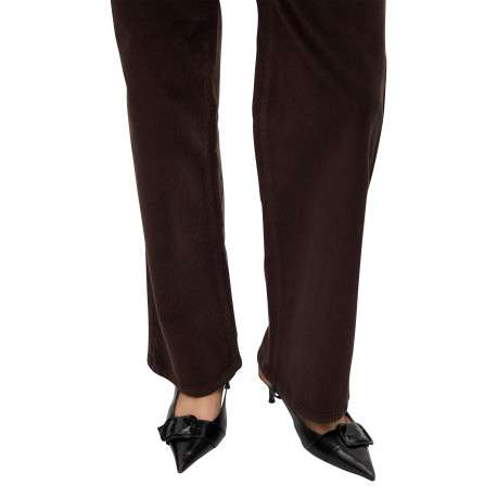 Pantalon en coton marron coupe bootcut pourvu de poches plaquées - Image 5