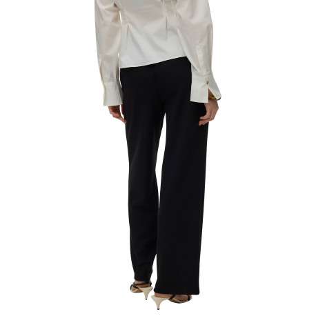 Pantalon chino noir à coupe bootcut pourvu d'une taille élastiquée - Image 4
