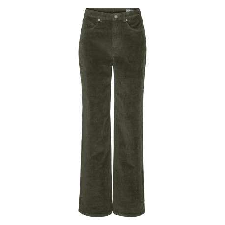 Pantalon en coton kaki coupe bootcut pourvu de poches plaquées