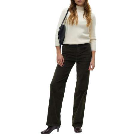 Pantalon en coton kaki coupe bootcut pourvu de poches plaquées - Image 5
