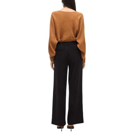Pantalon chino noir coupe bootcut pourvu d'une taille en partie élastiquée - Image 5