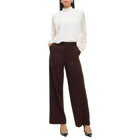 Pantalon chino marron coupe bootcut pourvu d'une taille en partie élastiquée - Image 3