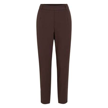 Pantalon chino marron coupe slim pourvu d'une taille en partie élastiquée