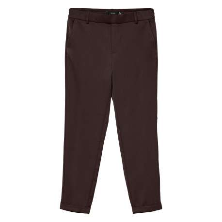 Pantalon chino marron à coupe droite pourvu d'une taille élastiquée