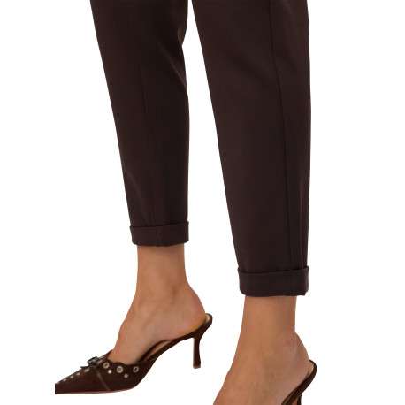Pantalon chino marron à coupe droite pourvu d'une taille élastiquée - Image 5