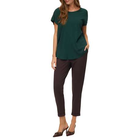 Pantalon chino marron à coupe droite pourvu d'une taille élastiquée - Image 6