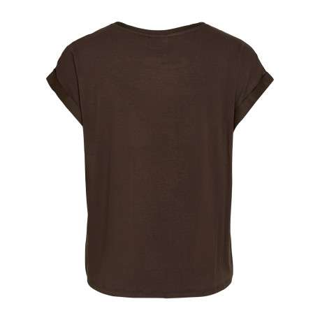 T-shirt marron à coupe droite pourvu d'un col rond et de manches courtes - Image 2
