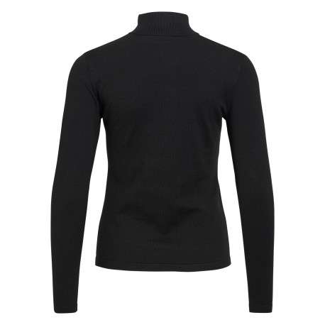 Pull noir à coupe droite pourvu d'un col roulé et de manches longues - Image 2