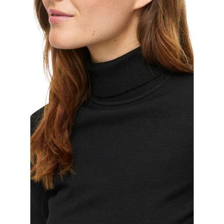Pull noir à coupe droite pourvu d'un col roulé et de manches longues - Image 3
