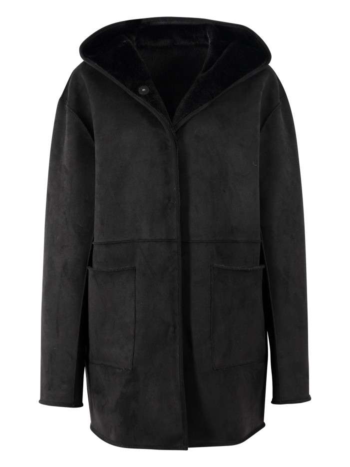 Blouson noir à coupe droite...