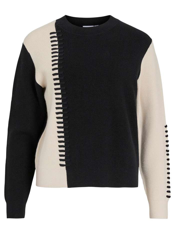 Pull noir et écru à coupe...