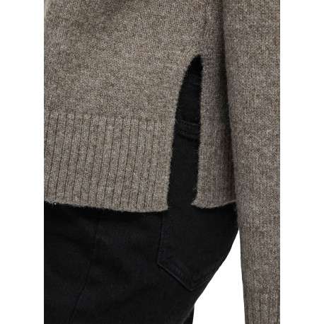 Pull taupe coupe ample pourvu d'un col montant et de manches longues - Image 4