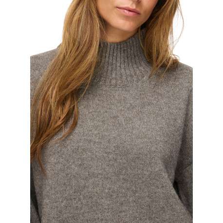 Pull taupe coupe ample pourvu d'un col montant et de manches longues - Image 5