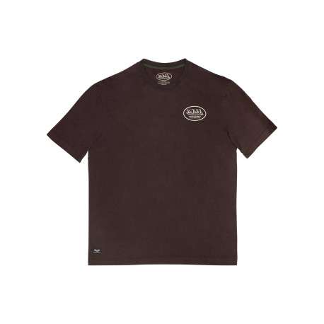 T-shirt marron en coton à imprimé squelette doté d'une coupe droite