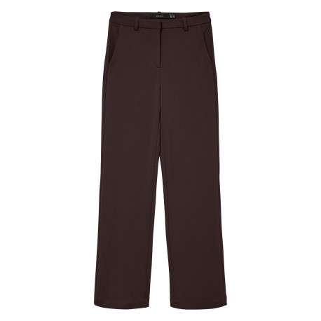 Pantalon chino marron à coupe droite pourvu d'une fermeture par zip et agrafe