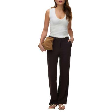 Pantalon chino marron à coupe droite pourvu d'une fermeture par zip et agrafe - Image 6