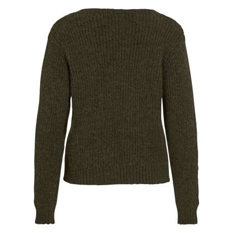 Gilet kaki à coupe droite pourvu d'un col v et de manches longues - Image 2