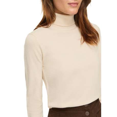 Pull écru à coupe droite pourvu d'un col roulé et de manches longues - Image 3