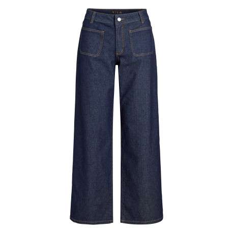 Jean en coton brut à coupe bootcut pourvu de coutures contrastées